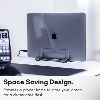 Vertical Laptop Stand for Desk | Fits All MacBook Laptops (Space Gray)