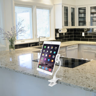 Tablet Holder | Strong Universal Clamp (White)