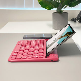 Mac Portable Keyboard with iPhone or iPad Holder (Viva Magenta)