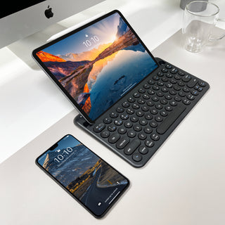 Mac Portable Keyboard with iPhone or iPad Holder (Black)