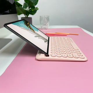 Mac Portable Keyboard with iPhone or iPad Holder (Pink)