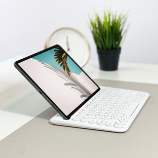 Portable Bluetooth Keyboard for Mac with iPhone or iPad Holder (White)