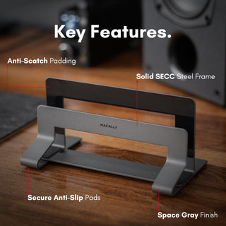 Vertical Laptop Stand for Desk | Fits All MacBook Laptops (Space Gray)