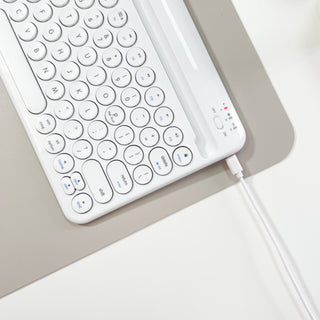 Portable Bluetooth Keyboard for Mac with iPhone or iPad Holder (White)