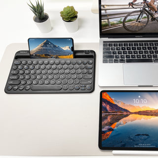 Mac Portable Keyboard with iPhone or iPad Holder (Black)