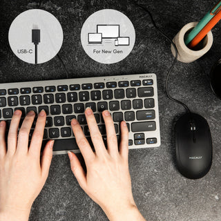 Silent USB C Mouse for Mac and PC (Black)