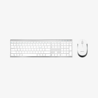 Macally Wireless Keyboard for Mac with mouse combo on white background, multi-device connectivity.