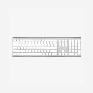 Macally Wireless Keyboard for Mac on white background, multi-device connectivity.
