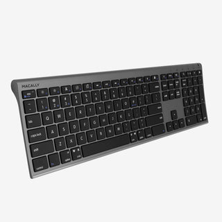 Macally Wireless Keyboard for Mac with mouse combo on white background, multi-device connectivity.