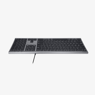 Macally Ultra-Slim Space Gray USB Wired Keyboard - Compatible with Mac and PC