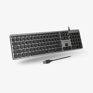 Macally Backlit Wired Keyboard in Space Gray with Adjustable Brightness for Mac