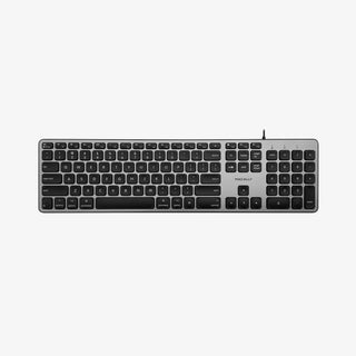 Macally Backlit Wired Keyboard in Space Gray with Adjustable Brightness for Mac