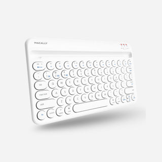 Portable Bluetooth Keyboard for Mac with iPhone or iPad Holder (White)