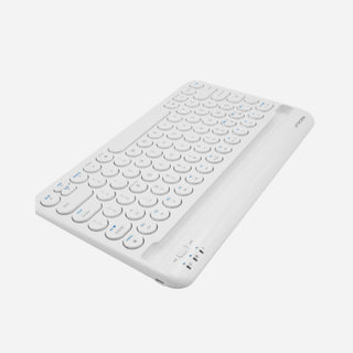 Portable Bluetooth Keyboard for Mac with iPhone or iPad Holder (White)