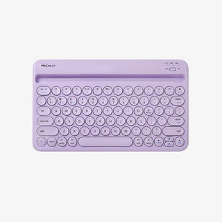 Macally Rechargeable Small Bluetooth Keyboard in Purple with Device Stand