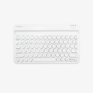 Macally Rechargeable Small Bluetooth Keyboard in white with Device Stand