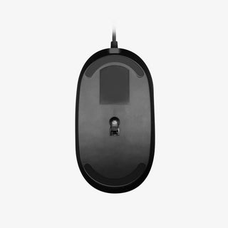 Macally Silent Wired Mouse in Space Gray - Slim USB Design on White Background