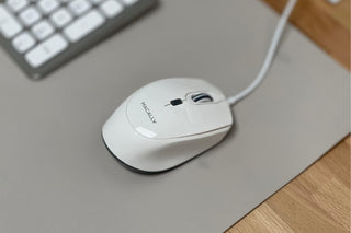 Macally USB Wired Mouse in White - Quiet Click with 5ft Cable