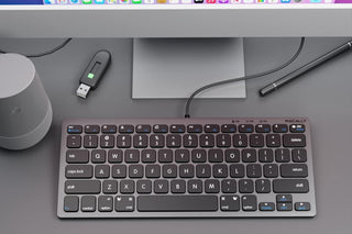 Macally Compact USB Wired Keyboard - Space Grey, Ideal for Mac and PC Use