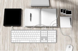 Macally USB Wired Keyboard for Mac - Aluminum Frame with USB Ports