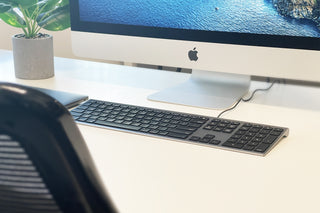 Macally Space Gray UltraSlim Wired Keyboard for Mac/PC, Durable Design