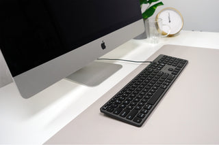 Space Gray Macally Wired Keyboard with Backlight - Sleek, Quiet Typing Experience for Mac 