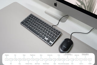 Compact Macally Backlit Wired Keyboard - Space Gray with LED Illumination for Mac