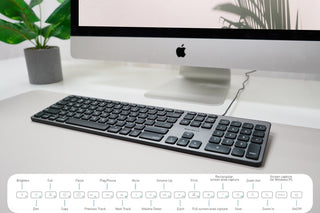 Macally Backlit Wired Keyboard in Space Gray with Adjustable Brightness for Mac