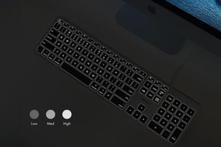 Macally Sleek Backlit Wired Mac Keyboard - Quiet Keys, Adjustable Lighting in Space Gray