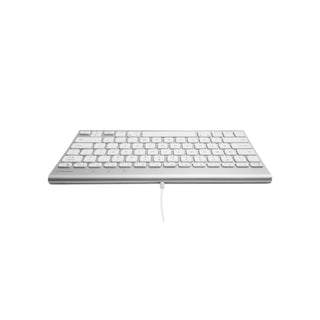 Macally USB Wired Compact Keyboard in Silver Aluminum for Mac and PC on White Background