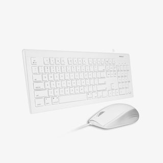 Macally USB Wired Keyboard and Mouse Combo - White with Apple Shortcut Keys