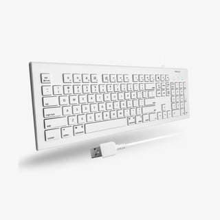 Macally Full Size USB Wired Keyboard - Compatible with Mac and PC on White Background