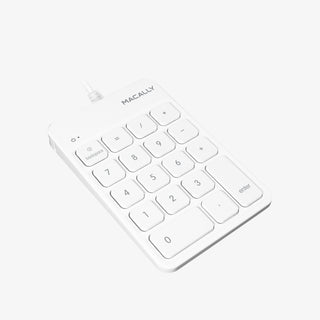 Macally Wired USB Number Pad in White - Slim 18-Key Numeric Keypad