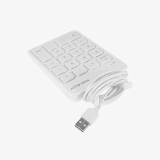 Macally Wired USB Number Pad in White - Slim 18-Key Numeric Keypad