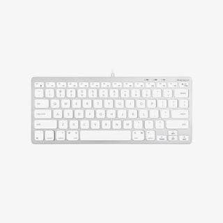Macally Small USB Wired Keyboard in Space Grey - 78 Keys on White Background