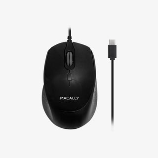 Macally USB C Mouse Wired - Ambidextrous Design, Adjustable DPI