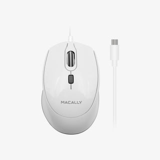 Macally USB C Mouse Wired - Ambidextrous Design, Adjustable DPI