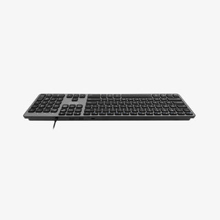 Macally Premium Wired USB C Keyboard - Full Size with USB Ports