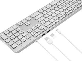 Macally Keyboard for Mac with USB Hub (2x USB-C / 1x USB-A) - 2 in 1 Plug
