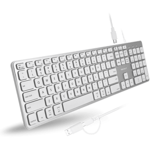 Macally Keyboard for Mac with USB Hub (2x USB-C / 1x USB-A) - 2 in 1 Plug