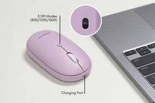 Macally Quiet Wireless Bluetooth Mouse - Rechargeable for Silent, Smooth Operation 