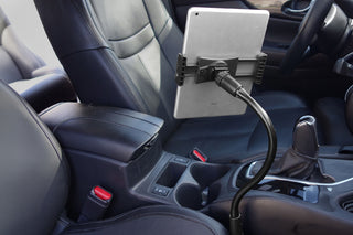 Macally Car Seat Rail Mount - Adjustable Gooseneck Tablet & Phone Holder 
