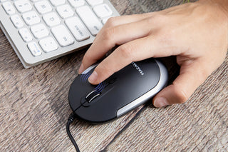 Macally Silent Wired Mouse in Space Gray - Slim USB Design