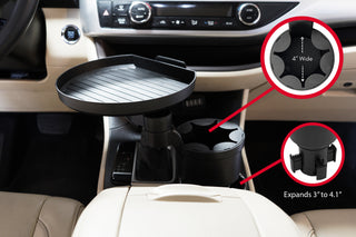 Macally Car Cup Holder Tray - Expands for Meals with Dedicated Phone Slot, Perfect for Travel 