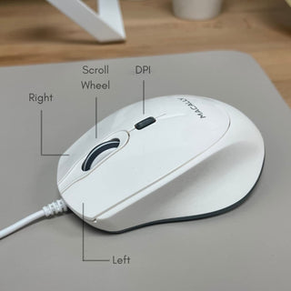 Ergo USB C Mouse For Mac / PC with Silent Click (White)
