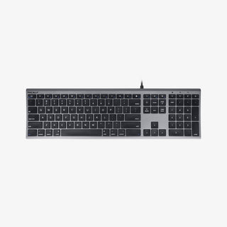 Macally Ultra-Slim Space Gray USB Wired Keyboard - Compatible with Mac and PC