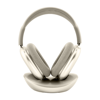 Macally AirPods Max charging stand in starlight - front view with headphones docked