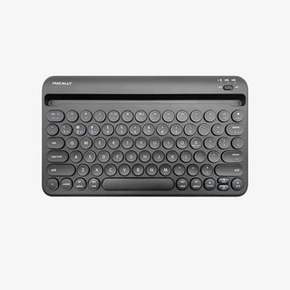Macally Rechargeable Small Bluetooth Keyboard in black with Device Stand