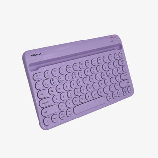 Macally Rechargeable Small Bluetooth Keyboard in Purple with Device Stand