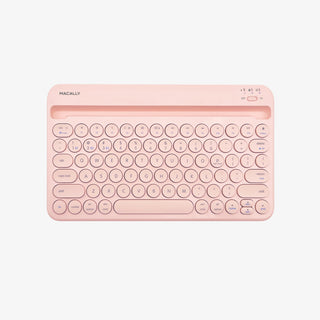 Macally Rechargeable Small Bluetooth Keyboard in pink with Device Stand